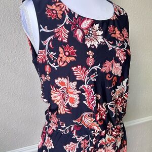 ENFOCUS Studio Floral Sleeveless Dress SZ 8 Navy Red